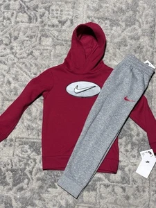 Nike Boys' Fleece Lined Hoodie and Jogger Size 6 Red and Black - Picture 1 of 3