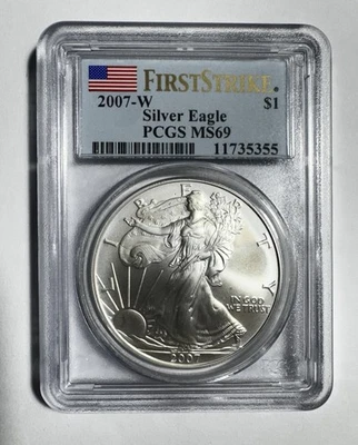 American Silver Eagle West Point 2007 W $1 graduación profesional MS69 Foto 1 de 2