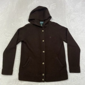 Felpa con cappuccio Lauren Ralph Lauren marrone misto lana merino angora S con bottoni - Foto 1 di 8