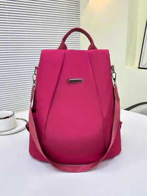 Sac À Dos De Luxe Pour Femmes, Sac D'École Décontracté Noir/Kaki/Rose Rouge Pour - Photo 1/4