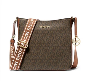 New Michael Kors Jet Set Travel Small Signature Logo Messenger Bag Brown Dustbag - Picture 1 of 5