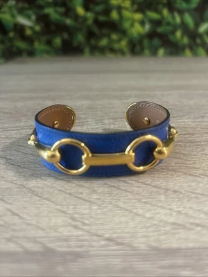 Bracelete de couro azul Hermes Paris Courchevel Mors Horsebit Horsebit Horse Bit - Imagem 1 de 4