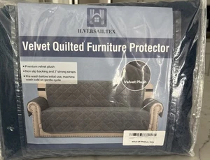 H. Versailtex Navy Velvet Quilted Furniture Protector for Recliner Seat New Med - Picture 1 of 4