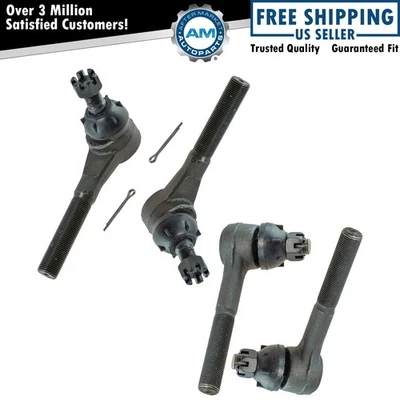 Kit de direção dianteira interna externa extremidade de haste de amarração motorista passageiro conjunto 4 peças para van 2WD - Imagem 1 de 4