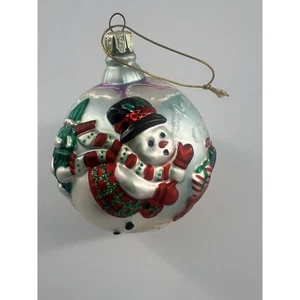 Vintage Christmas Blown Glass Ornament Holiday Presents Snowmen Collectible  - Picture 1 of 9