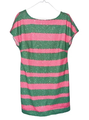 Lilly Pulitzer Ames Colorblock 热带胸针 Cucina 条纹亮片连衣裙 尺寸 S — 第 1/4 张图片