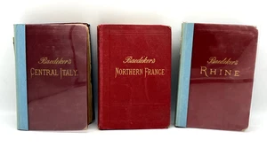Lot of 3 Baedeker's Guides Northern France, Central Italy and Rhine (1897-1906) - Imagen 1 de 24