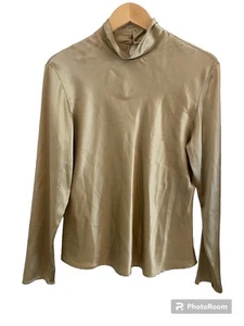 ZANELLA Silk Blend High Collar Long Sleeve Gold Blouse Womens Size 44 IT / 10 US - Picture 1 of 6