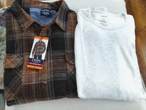 CHAPS Men's STRETCH Checked Flannel Shirt-SZ XXL w/SONOMA L/S Shirt!! - Picture 1 of 5