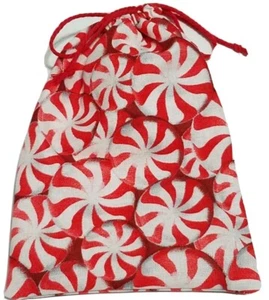 Christmas Gift Bag Bulk Pouch Reuseable 5x4" Party Favors Drawstring Peppermint - Picture 1 of 6
