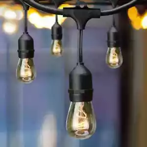 Hampton Bay 12-Licht 24 Fuß schwarz kommerzielle Innen/Außen Lichterkette - Bild 1 von 4