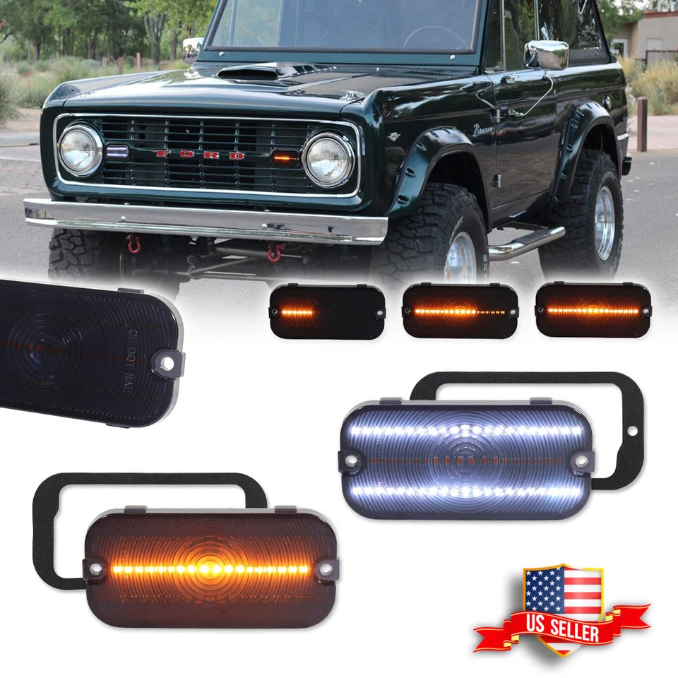 2X Lentes Luces LED de Señal de Estacionamiento Interruptor Ahumado para Ford Bronco 1966-1968 Foto 1 de 4