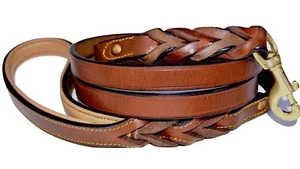 Shwann Heavy Duty Leather Braided Dog Leash, Brown 6ft x 3/4 " Bulk Pack Of 10 - Picture 1 of 7