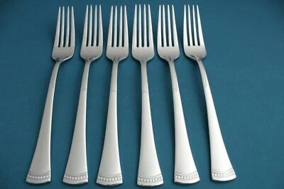 6 обеденных вилок Lenox PORTOLA 18/10 из нержавеющей стали НОВЫЕ 8 1/4 дюйма - Изображение 1 из 4