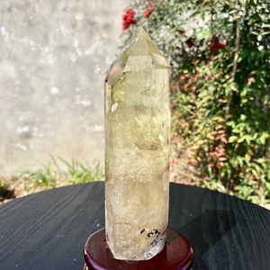 Obelisco de cuarzo citrino natural de 1,56 lb cristal ahumado energía espiritual + base- - Imagen 1 de 14