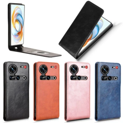 For ZTE Nubia Z70 Ultra, Luxury Vertical Up-Down Leather Wallet Stand Case Cover - Image 1 of 4