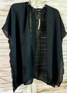 Steve Madden Sheer Black Kimono Cover Up Size One Size - Picture 1 of 7