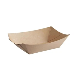 Disposable Kraft Paper Food Trays Grease Resistant Boats for Snacks - Picture 1 of 5