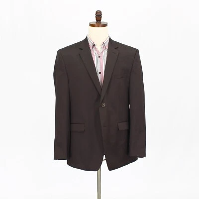 Perry Ellis 46R Brown Sport Coat Blazer Jacket Solid 2B Polyester - Image 1 of 4