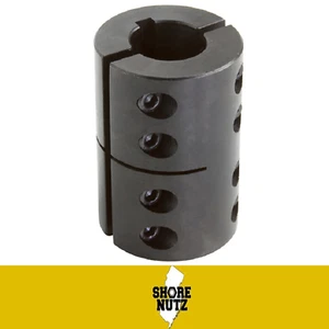 1/2" 2pc Rigid Shaft Clamp Coupling with Keyway Black Oxide 2CC050-050-KW - Picture 1 of 2