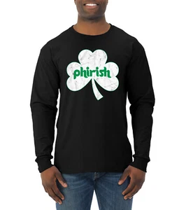 Phirish Philadelphia Irish Pride Clover St Patricks Day Men Long Sleeve Shirt - Picture 1 of 6