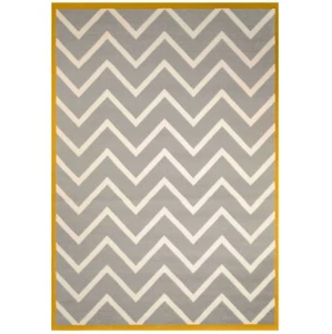 Grey & Mustard Rugs Living Room Chevron Zig Zag Rug Giant Small Mat CLEARANCE - Picture 1 of 5