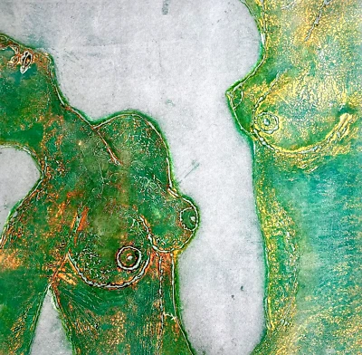 Figura Abstracta Litografía LGBT Arte Gay Mujer Queer Lesbiana Años 70 22x23" Niñas Mujeres Foto 1 de 4