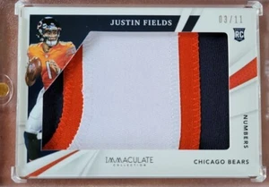 2021 PANINI IMMACULATE ROOKIE NUMBERS MEMORABILIA Justin Fields 03/11 HUGE PATCH - Picture 1 of 2