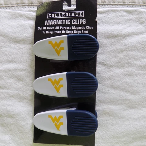 NCAA WV Mountaineers Magnetic Clips Refrigerator Chips Mail All Purpose 3 pack Cover