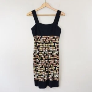 Dress Barn | Black Mustard Tan Cream Polka Dot Tank Dress, size 4 - Picture 1 of 4