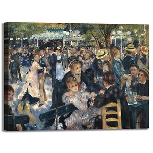 Renoir moulin de la Galette Bild Druck Leinwand Gemälde Rahmen Wohnkultur - Bild 1 von 4