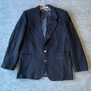 Yves Saint Laurent Blazer Jacket Mens 42 Blue Pinstriped Wool Vtg Custom