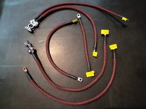 88-91 HONDA CIVIC CRX EF BATTERY CABLE GROUND WIRE KIT W/HARDWARE braided red - Picture 1 of 1