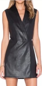 BCBG MAX AZRIA Faux Leather V Neck Bordeaux Sleeveless Vest/ Mini Dress M NWT - Picture 1 of 15