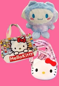 Hello Kitty Cinnamoroll girls Tote Bag silicone crossbody purse plush lot new - Picture 1 of 4
