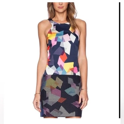 Trina Turk Aptos Multicolor Sleeveless Geometric Print Zip Up Back Dress Size 6 - Image 1 of 4