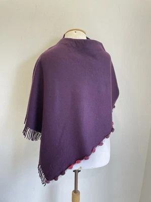 AS4# Prada Milano 100% Lana Wool Cape Shawl Purple Fringe Made in Italy Vintage - Image 1 of 4