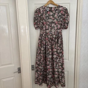 Vintage Laura Ashley 80s Rose Print Cottage Core 100% Cotton Dress UK 10 - Bild 1 von 18