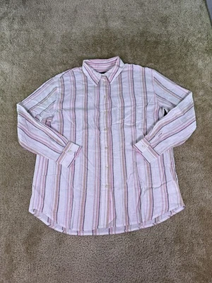 Gap Linen Blend Men's Long Sleeve Button Up Shirt Size Medium Striped NWOT E846 - Image 1 of 4