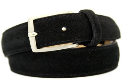 NISAR Italienischer Wildledergürtel Herren Damen Gürtel Suede Belt Schwarz 3cm Breit