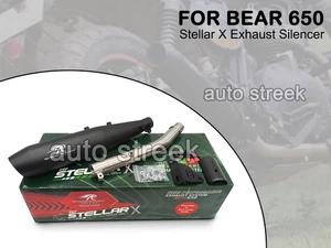Fit For Royal Enfield Bear 650 STELLER X RED ROOSTER EXHAUST SILENCER BLACK - Picture 1 of 15