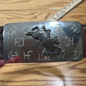 Nocona Belt Co Western Cowboy Belt Youth 20 Leather Floral Tooled Rodeo Buckle - Picture 1 of 13