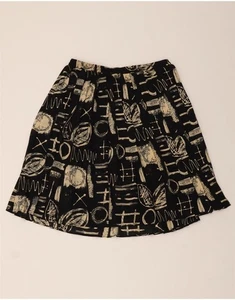 VINTAGE Womens Flared Skirt US 16 2XL W40 Black Geometric AI05 - Picture 1 of 3
