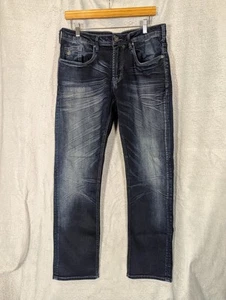 Buffalo David Button Ash-X Slim Stretch Men's Blue Jeans 32x30 Whiskered - Picture 1 of 16