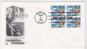 TurtlesTradingPost- Jacqueline Cochran, Aviator- 1996 #3066 FDC Artcraft Block 4 - Picture 1 of 1