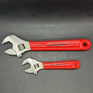 ✅ Crescent Adjustable Wrench 6" & 10" Red Comfort Grip Handle Set Lot of 2 - Picture 1 of 12
