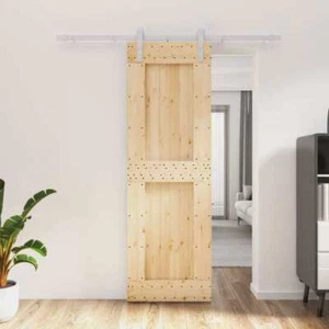 Sliding Door with Hardware Set 70x210 cm Solid Wood Pine - Picture 1 of 12