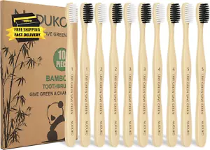 Bamboo Toothbrushes Soft Bristles, Biodegradable Eco-Friendly Toothbrush 10 Pack - Picture 1 of 8
