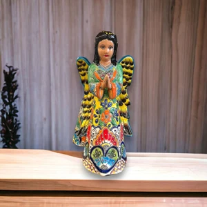Talavera Angel Statue | Hand-Painted Mexican Ceramic Figurine - Picture 1 of 5
