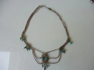 Kette 800 Silber mit Türkisen (Indianer , o. Orient ) , schönes ,altes Collier - Bild 1 von 6